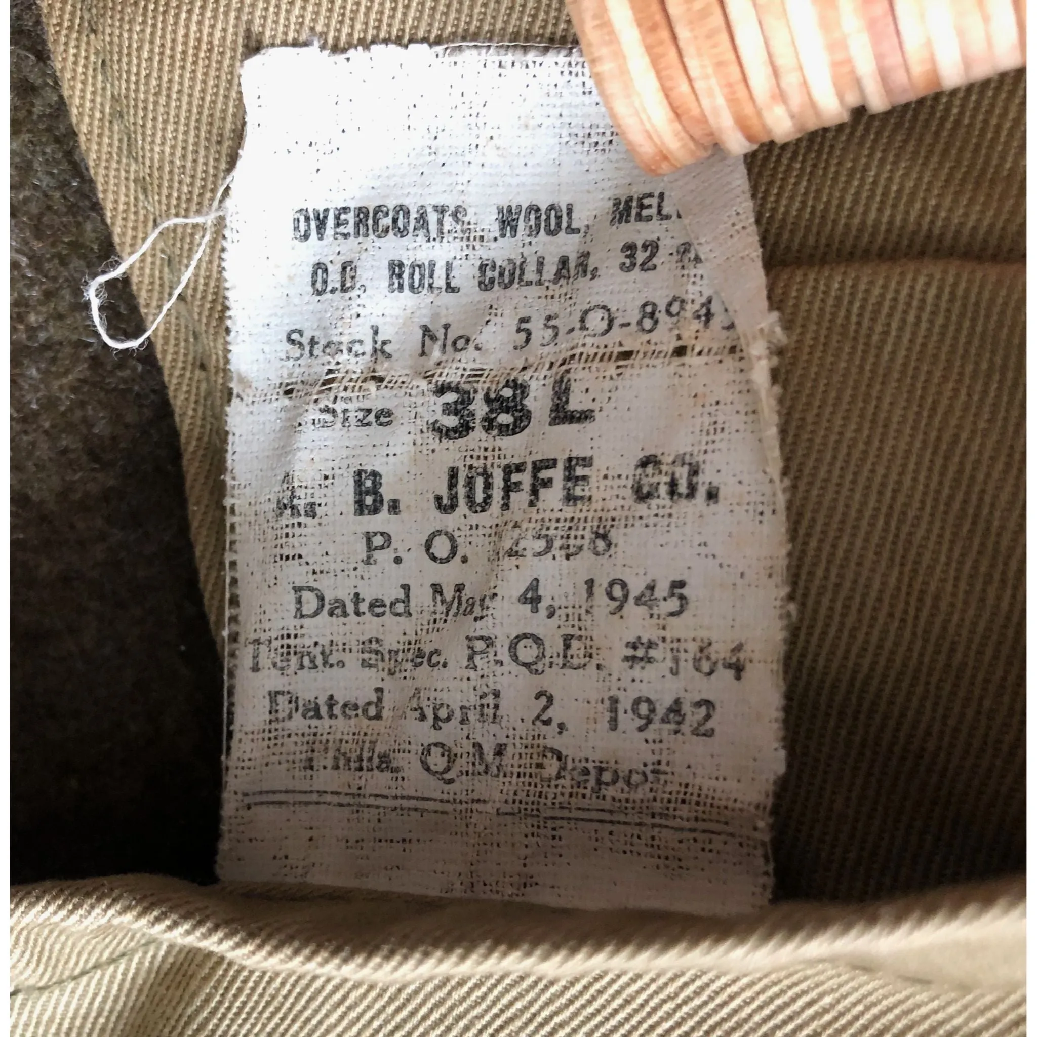 1942 WWII Wool Officer Overcoat
