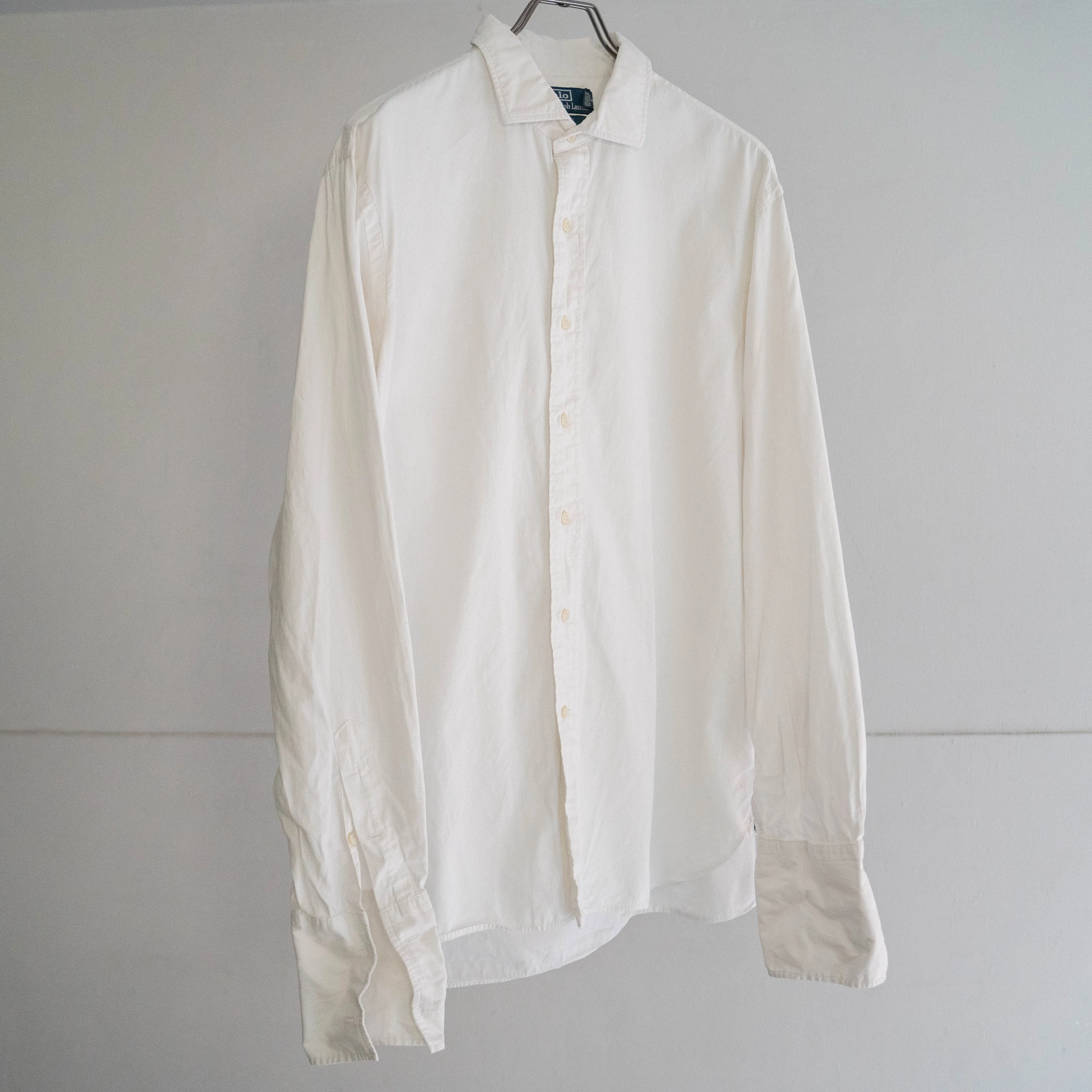 1990s Ralph Lauren white color light corduroy dress shirt