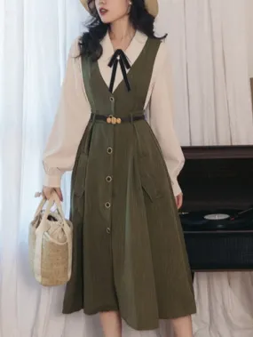 40s Style Pinafore Stripe Dress