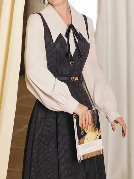 40s Style Pinafore Stripe Dress