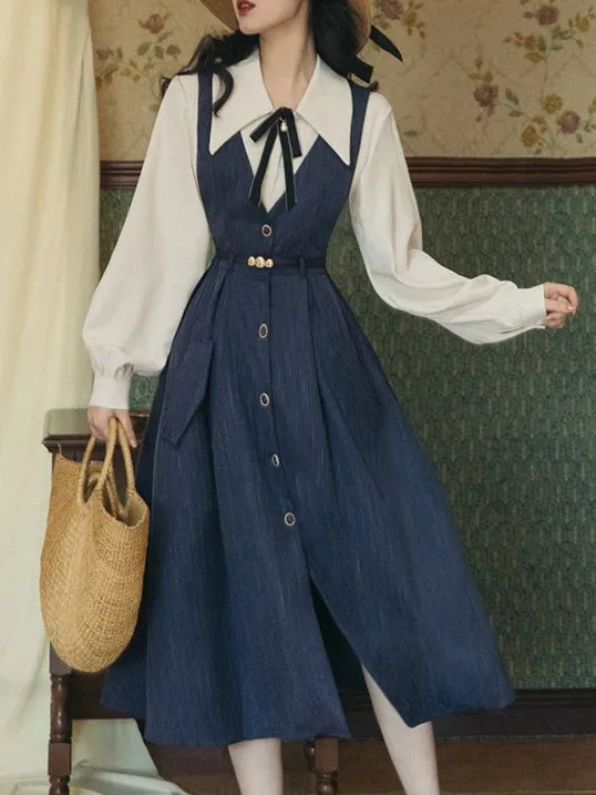 40s Style Pinafore Stripe Dress