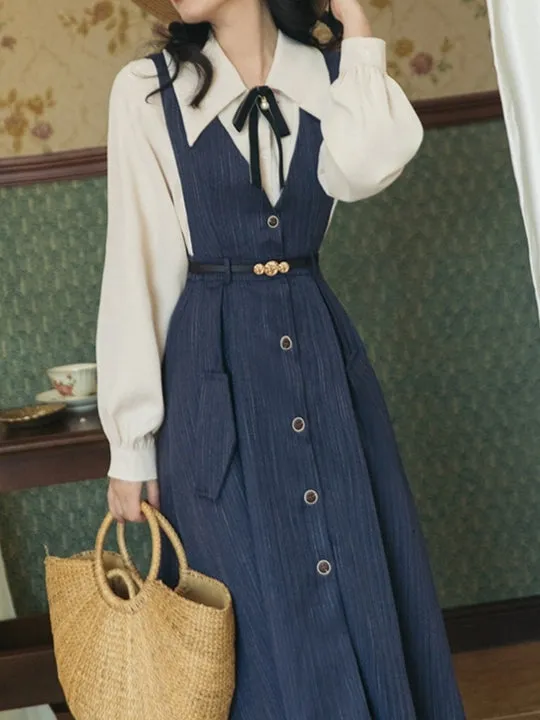 40s Style Pinafore Stripe Dress
