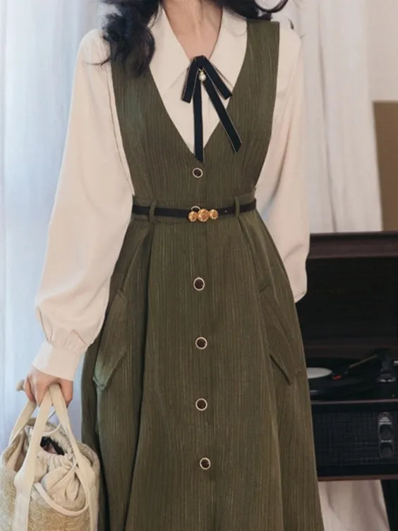 40s Style Pinafore Stripe Dress