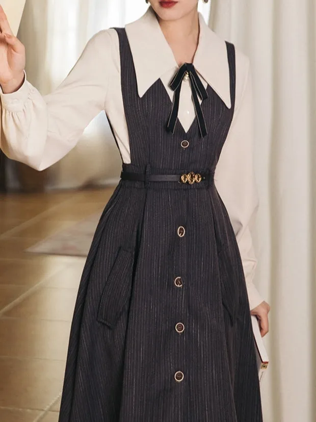 40s Style Pinafore Stripe Dress