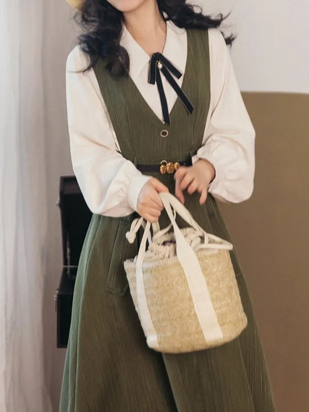 40s Style Pinafore Stripe Dress