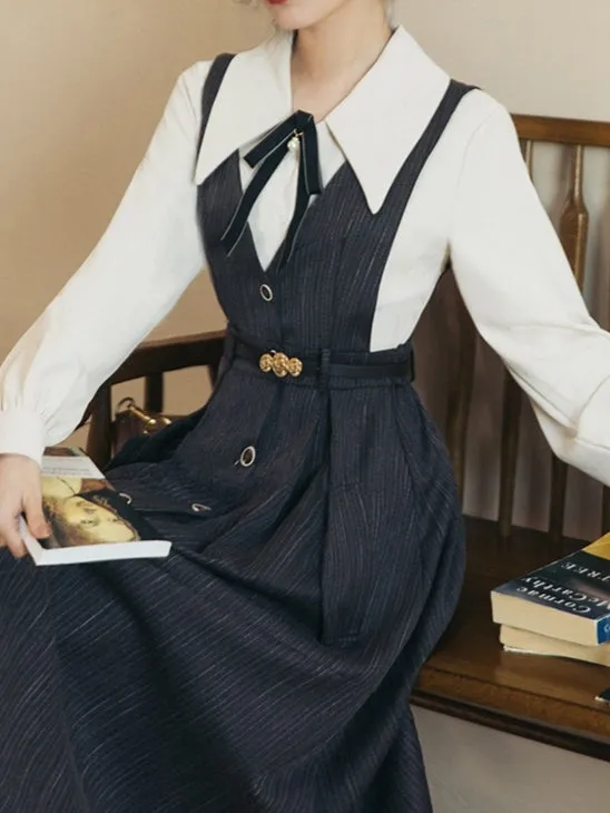 40s Style Pinafore Stripe Dress