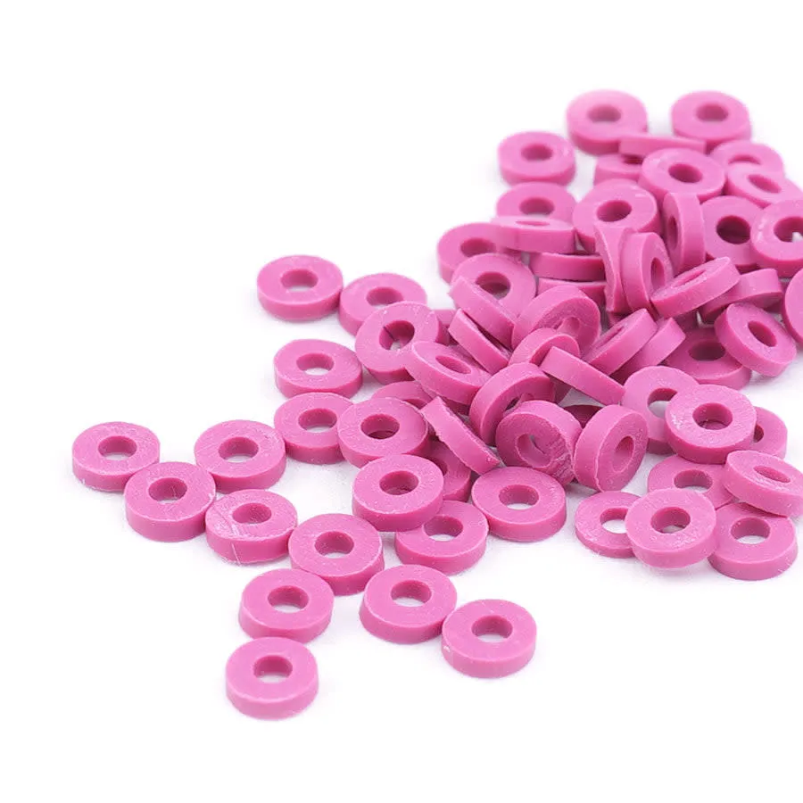4mm Vinyl/Vulcanite Heishi Beads - Magenta