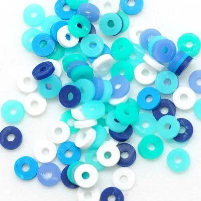 4mm Vinyl/Vulcanite Heishi Beads - Mixed Colors (Blue)