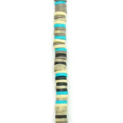4mm Vinyl/Vulcanite Heishi Beads - Mixed Colors (Brown Blue)