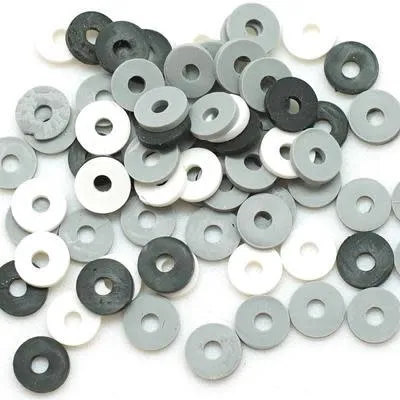 6mm Vinyl/Vulcanite Heishi Beads - Mixed Colors (Black/Grey)
