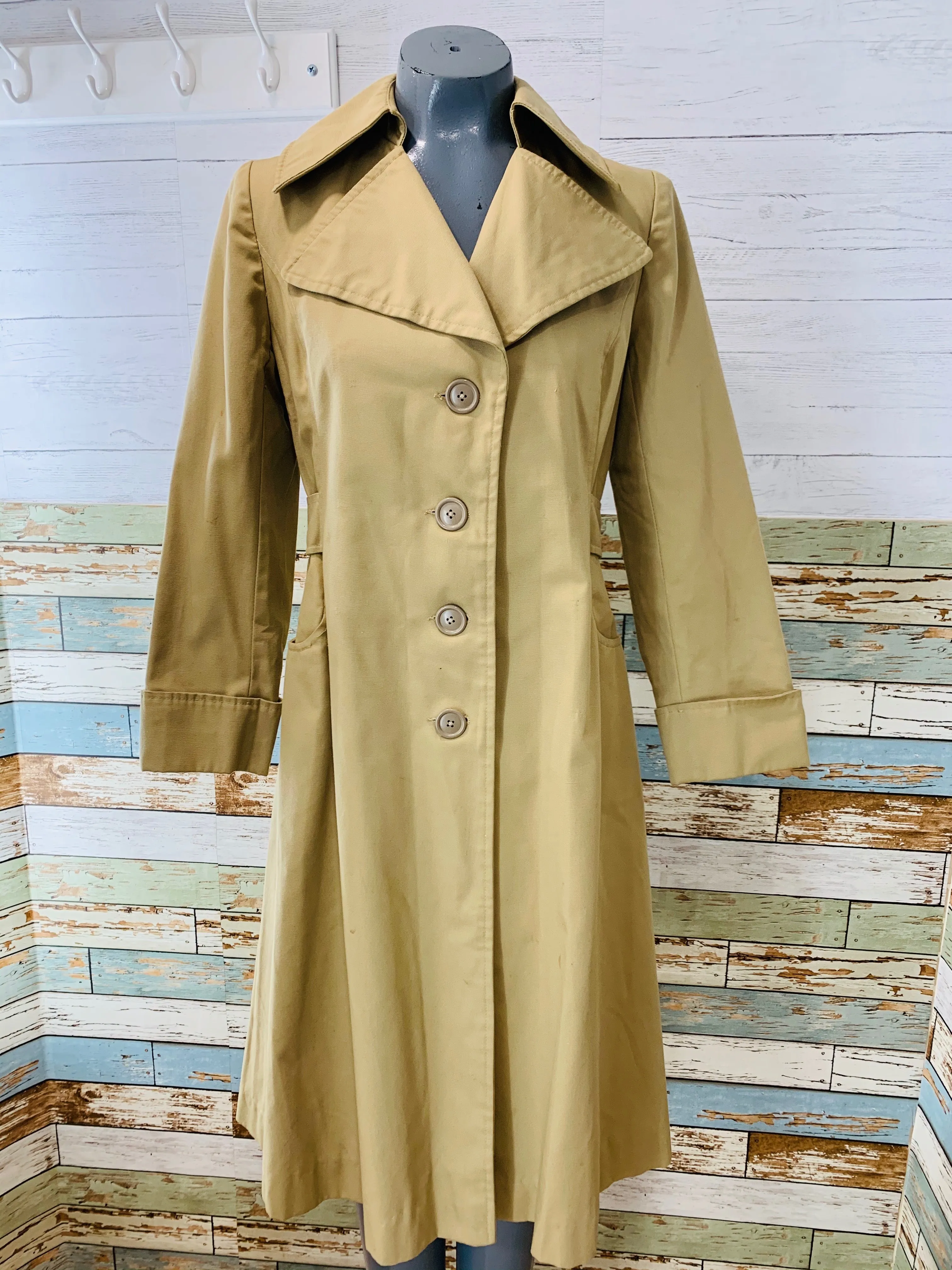 70’s khaki A-line Trench coat