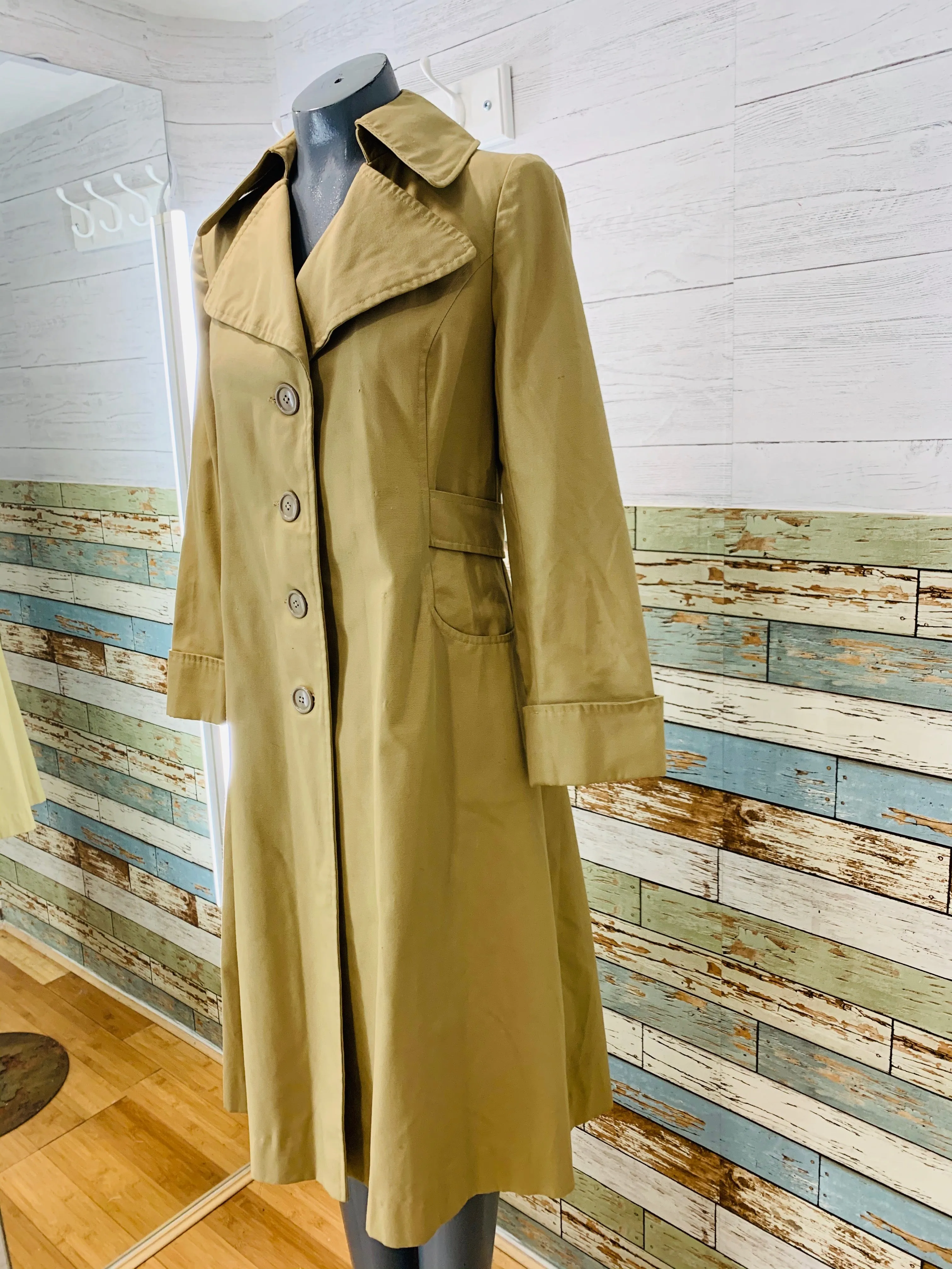 70’s khaki A-line Trench coat