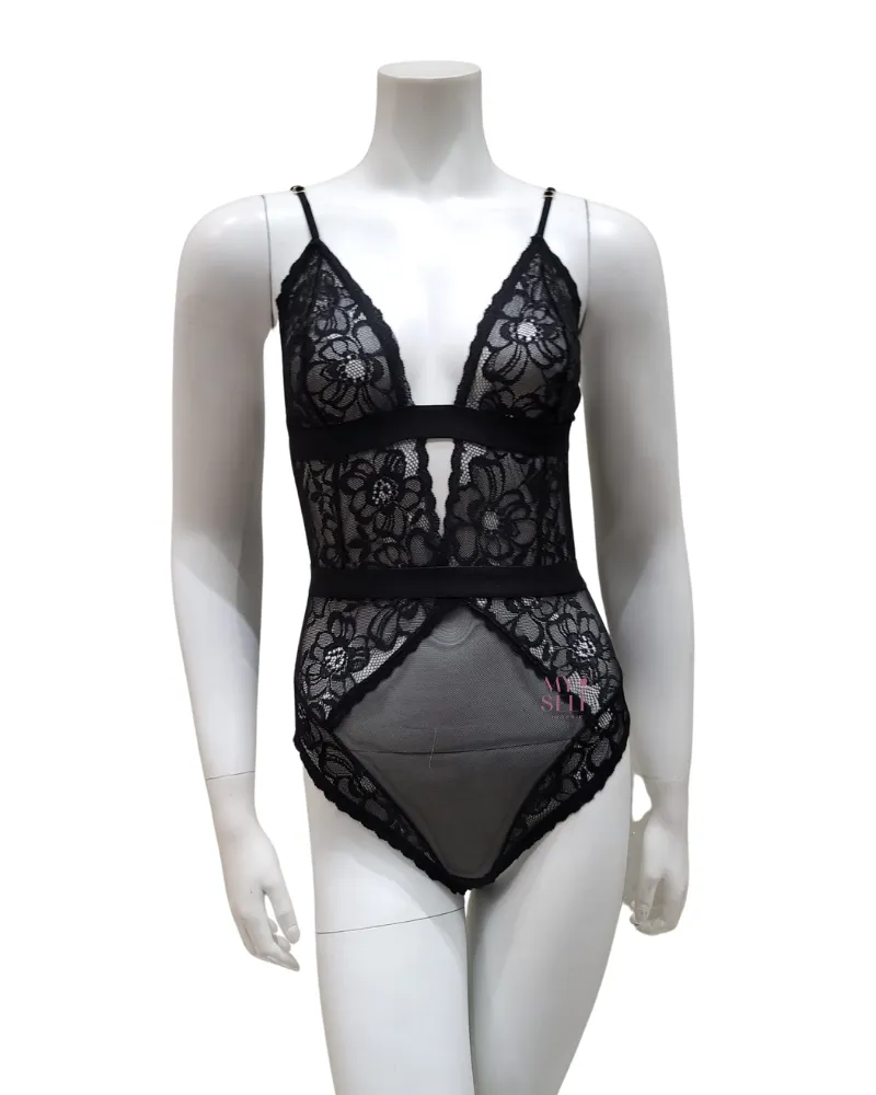 8654 Black Lace Bodysuit