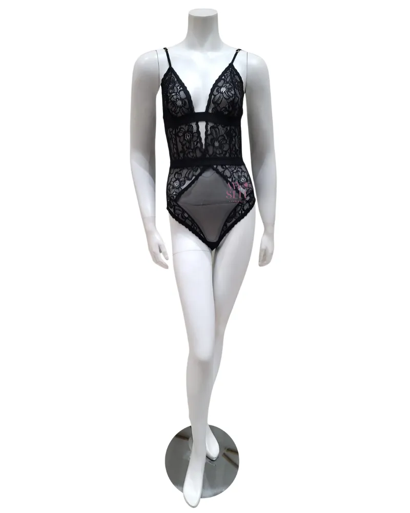 8654 Black Lace Bodysuit