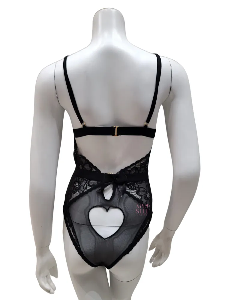 8654 Black Lace Bodysuit