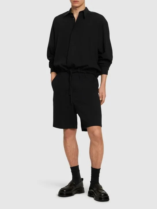 AMI Paris   Cotton crepe Bermuda shorts 