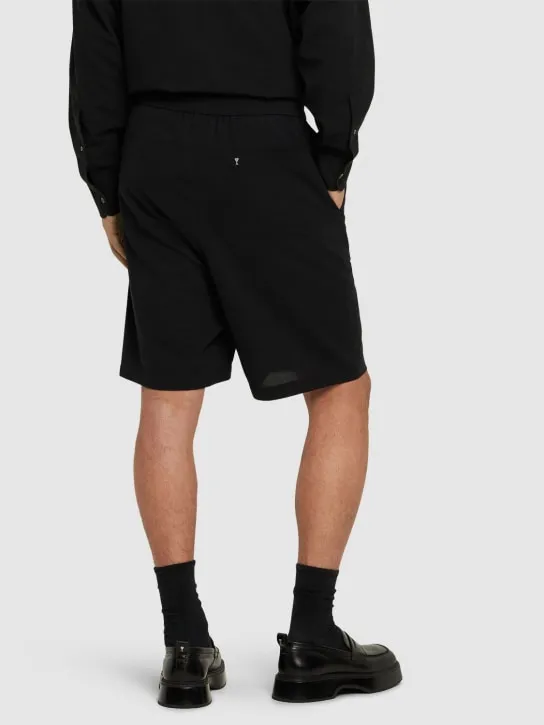AMI Paris   Cotton crepe Bermuda shorts 