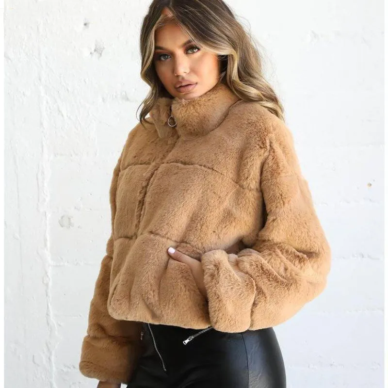 Ana Bade Women's Khaki Color Winter Zip-up Jackets