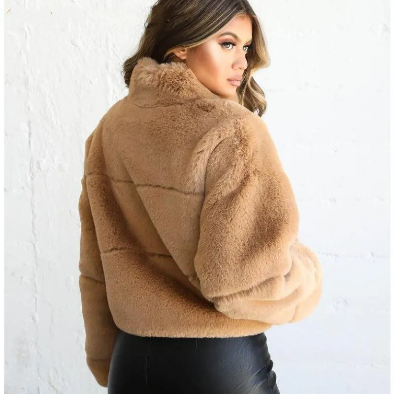 Ana Bade Women's Khaki Color Winter Zip-up Jackets