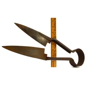 Antique IRON SHEEP SHEARS Illegible/Parital CROWN LOGO ENGLAND? Primitive c.19th