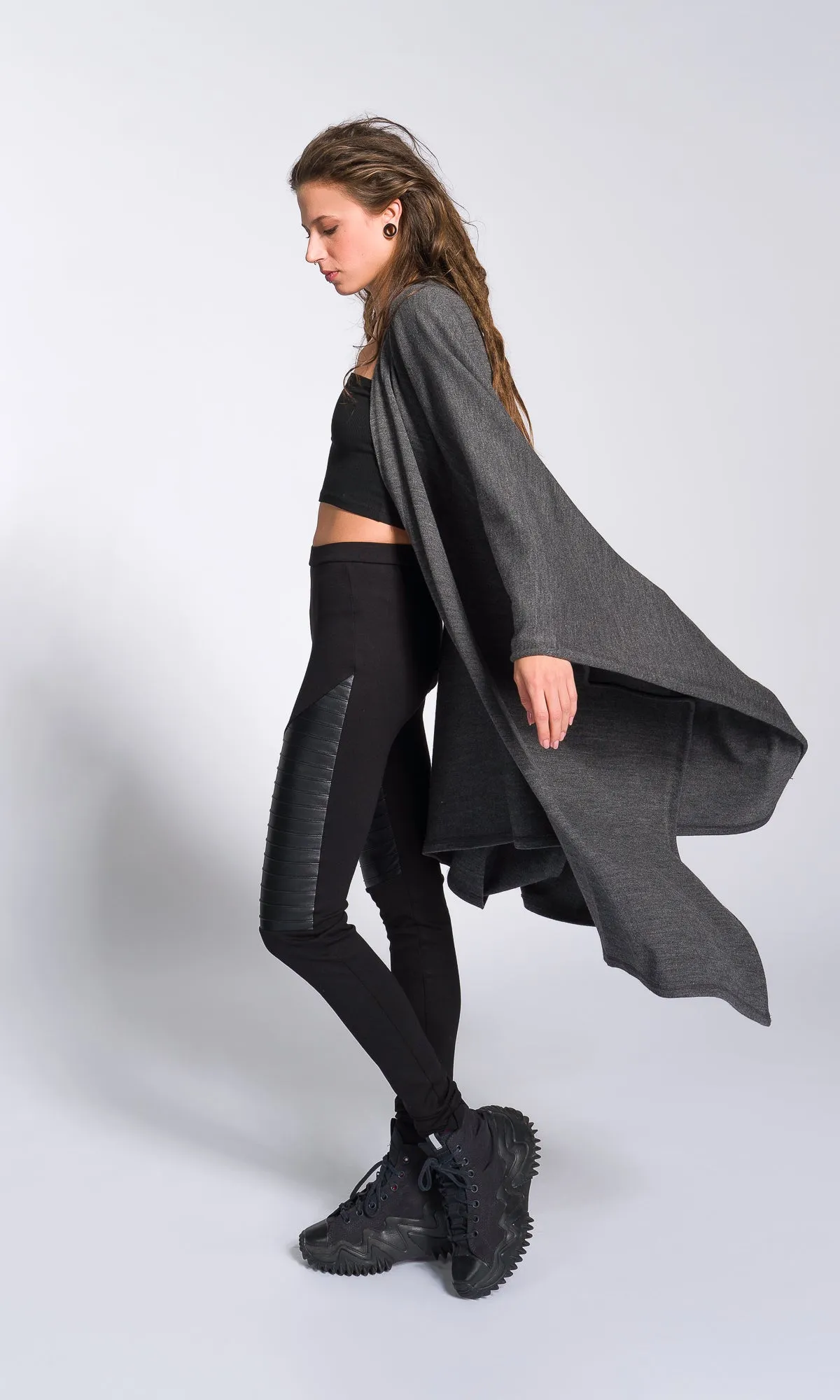 Asymmetric Knit Poncho Cardigan