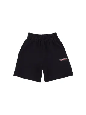 Balenciaga   Political embroidery cotton sweat shorts 