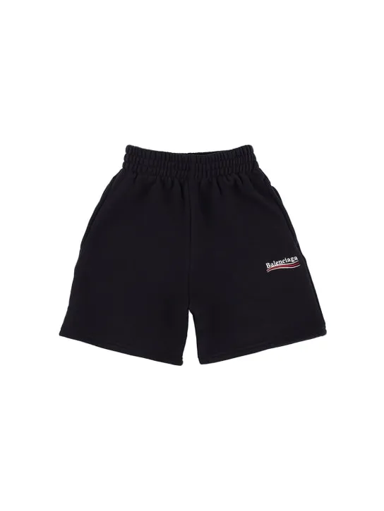 Balenciaga   Political embroidery cotton sweat shorts 