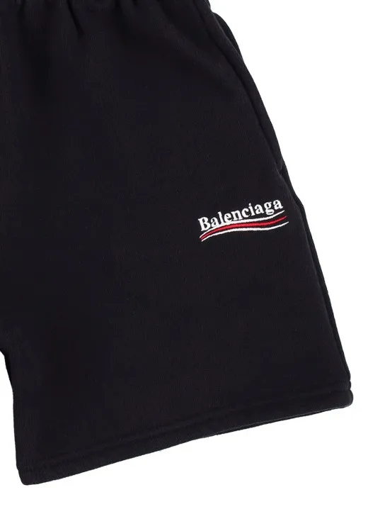 Balenciaga   Political embroidery cotton sweat shorts 