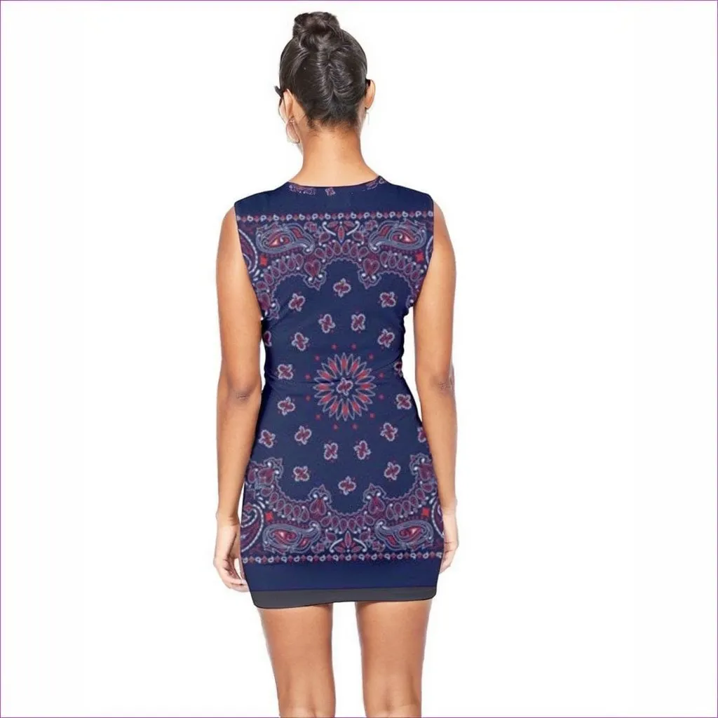 Bandanna Branded Lace Up Front Bodycon Dress