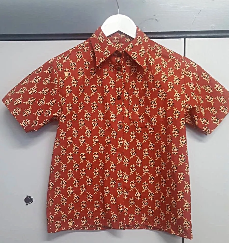 Block Print Floral Boxy Crop Shirt