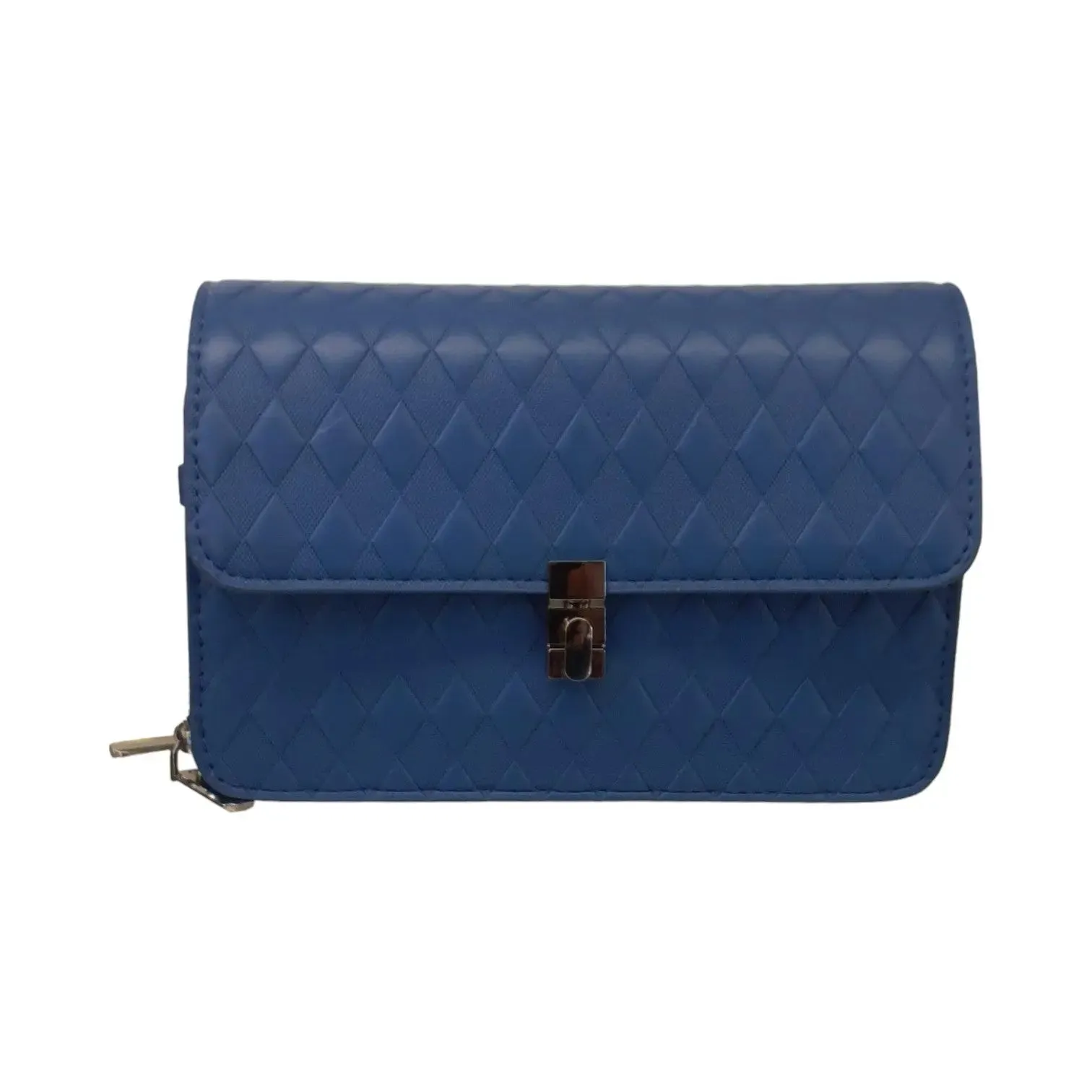 Blue Quilted Crossbody Bag