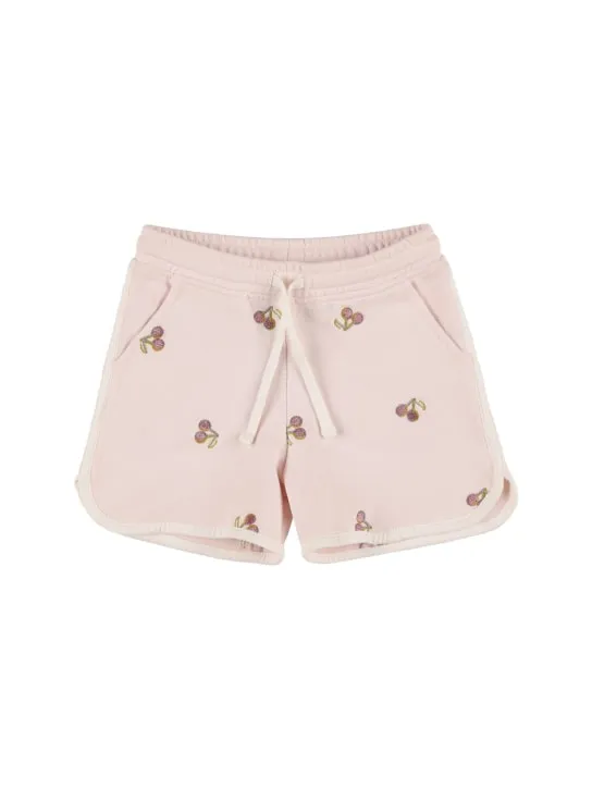 Bonpoint   Cherry embroidered cotton sweat shorts 