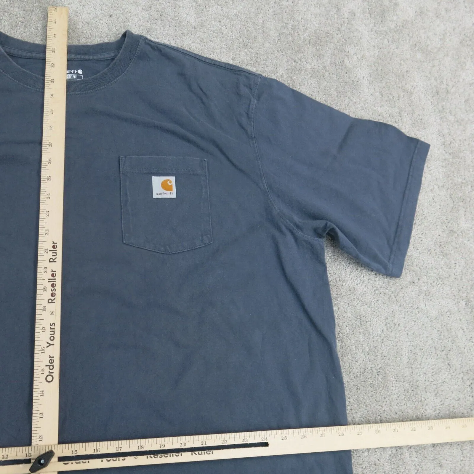 Carhartt Shirt Mens 3XL Blue Loose Fit Pocket Tee Work Wear Casual Crew Neck Tee