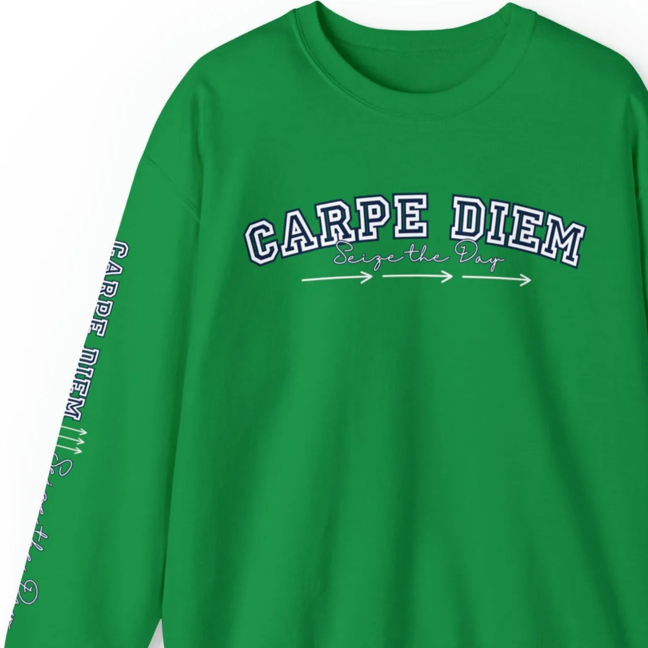 Carpe Diem: Seize the Day Men's Sweatshirt with Arrow Sleeve Detail