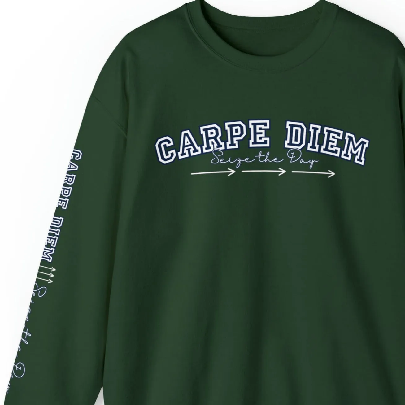 Carpe Diem: Seize the Day Men's Sweatshirt with Arrow Sleeve Detail
