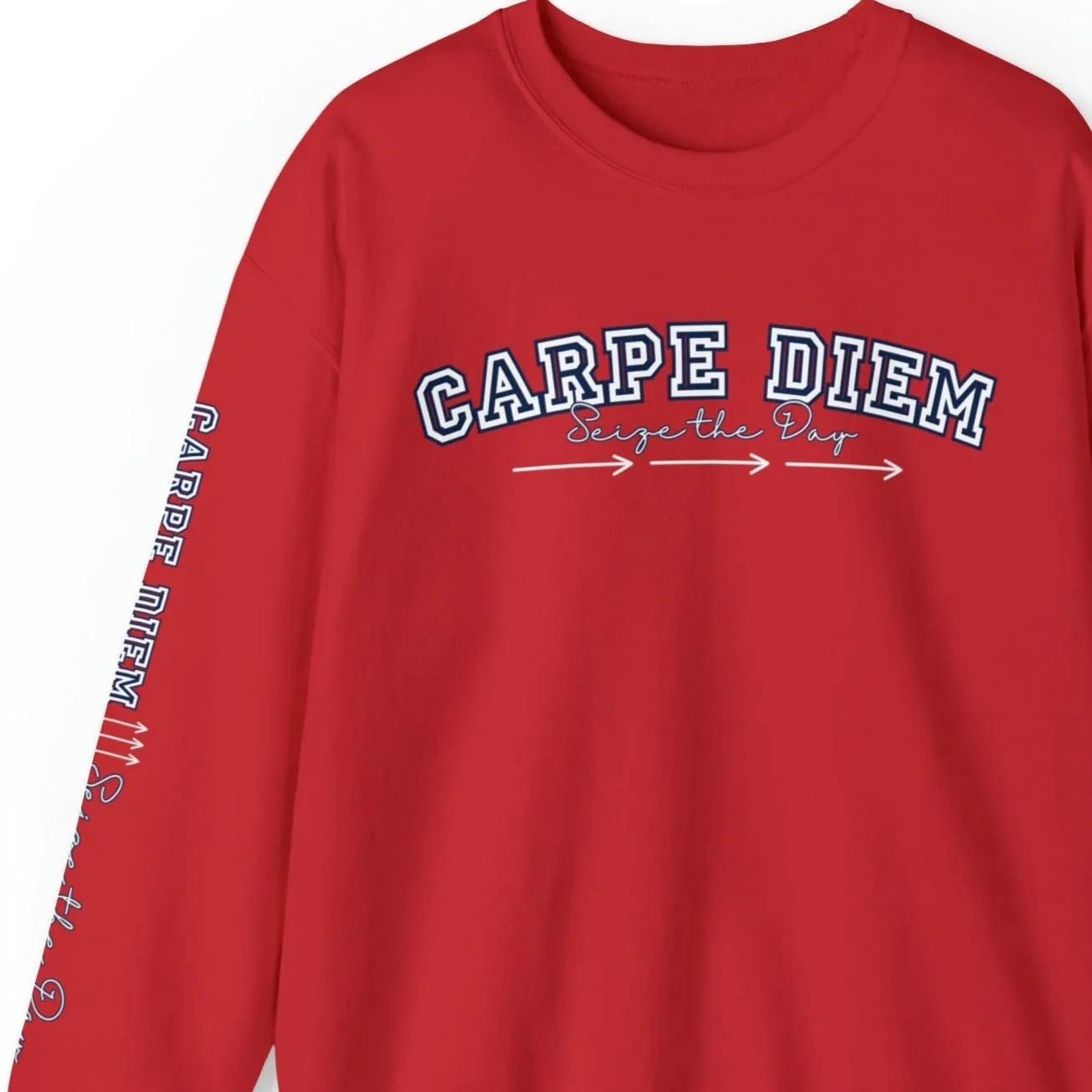 Carpe Diem: Seize the Day Men's Sweatshirt with Arrow Sleeve Detail