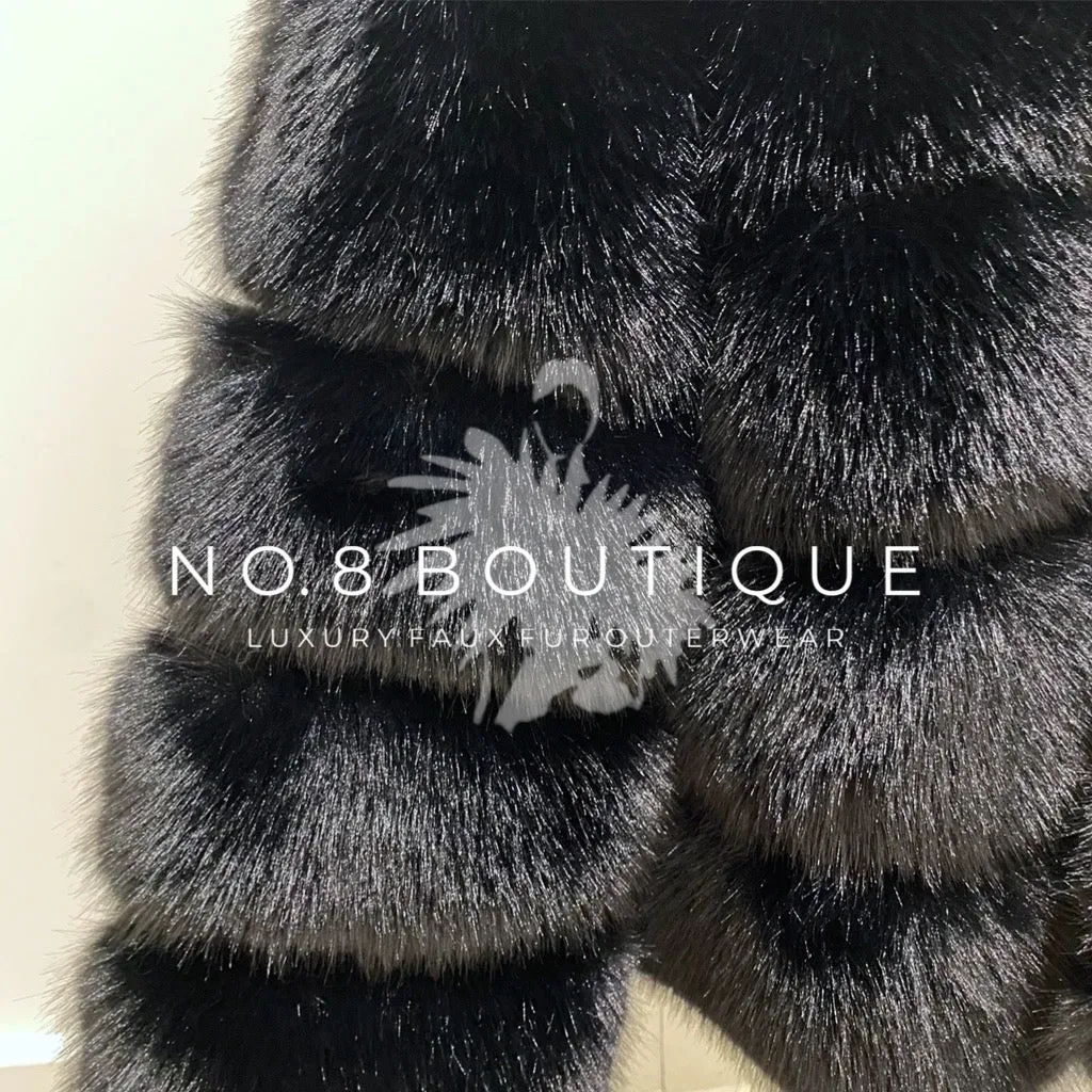 Chelsea 5 Row Faux Fur Jacket with Collar