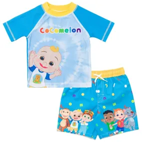 CoComelon UPF 50  Rash Guard Swim Trunks Outfit Set