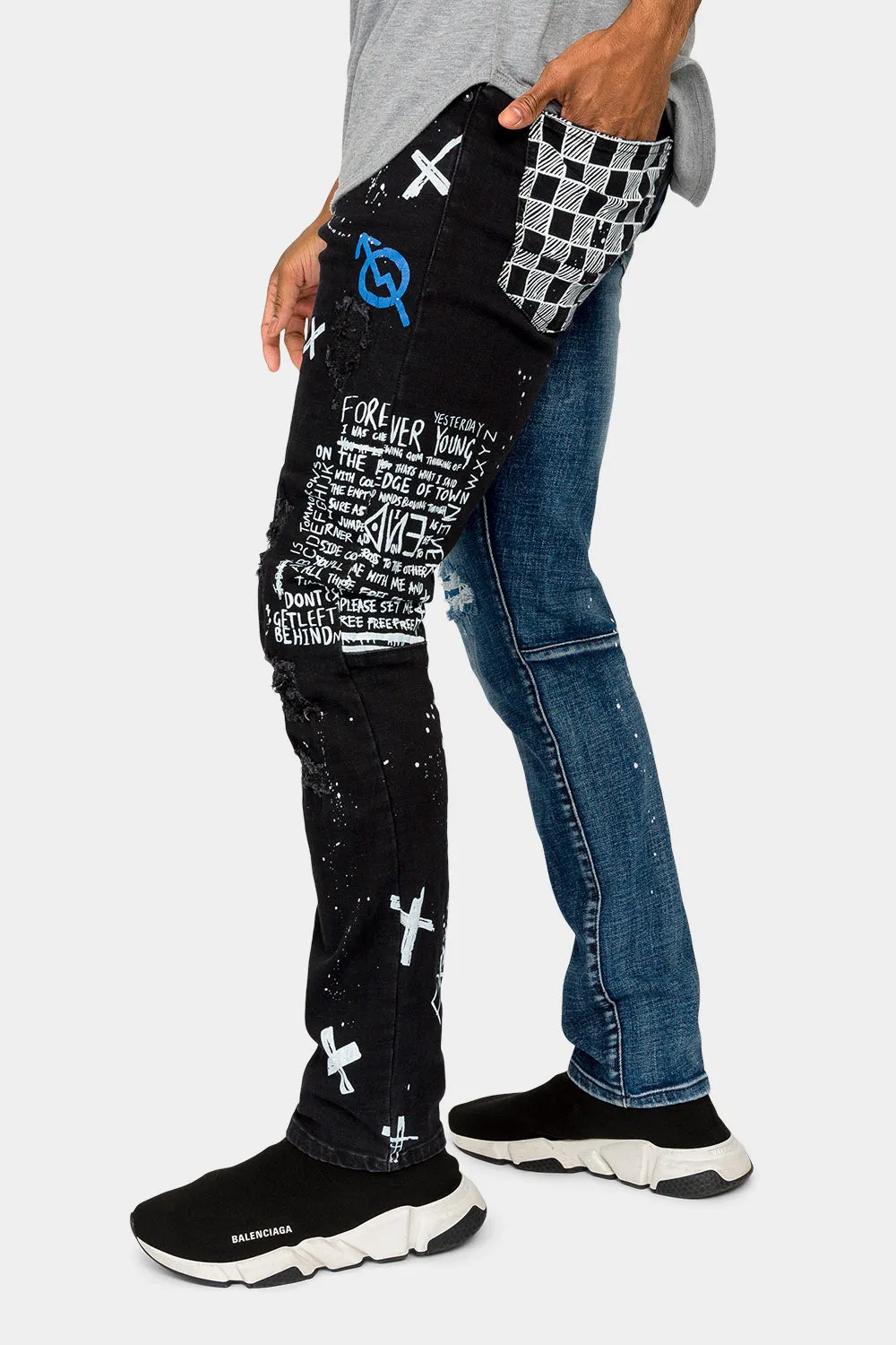 Color Block Fashion Denim Jeans