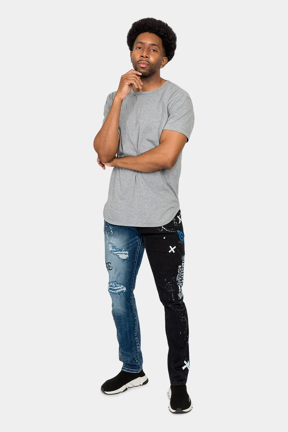 Color Block Fashion Denim Jeans