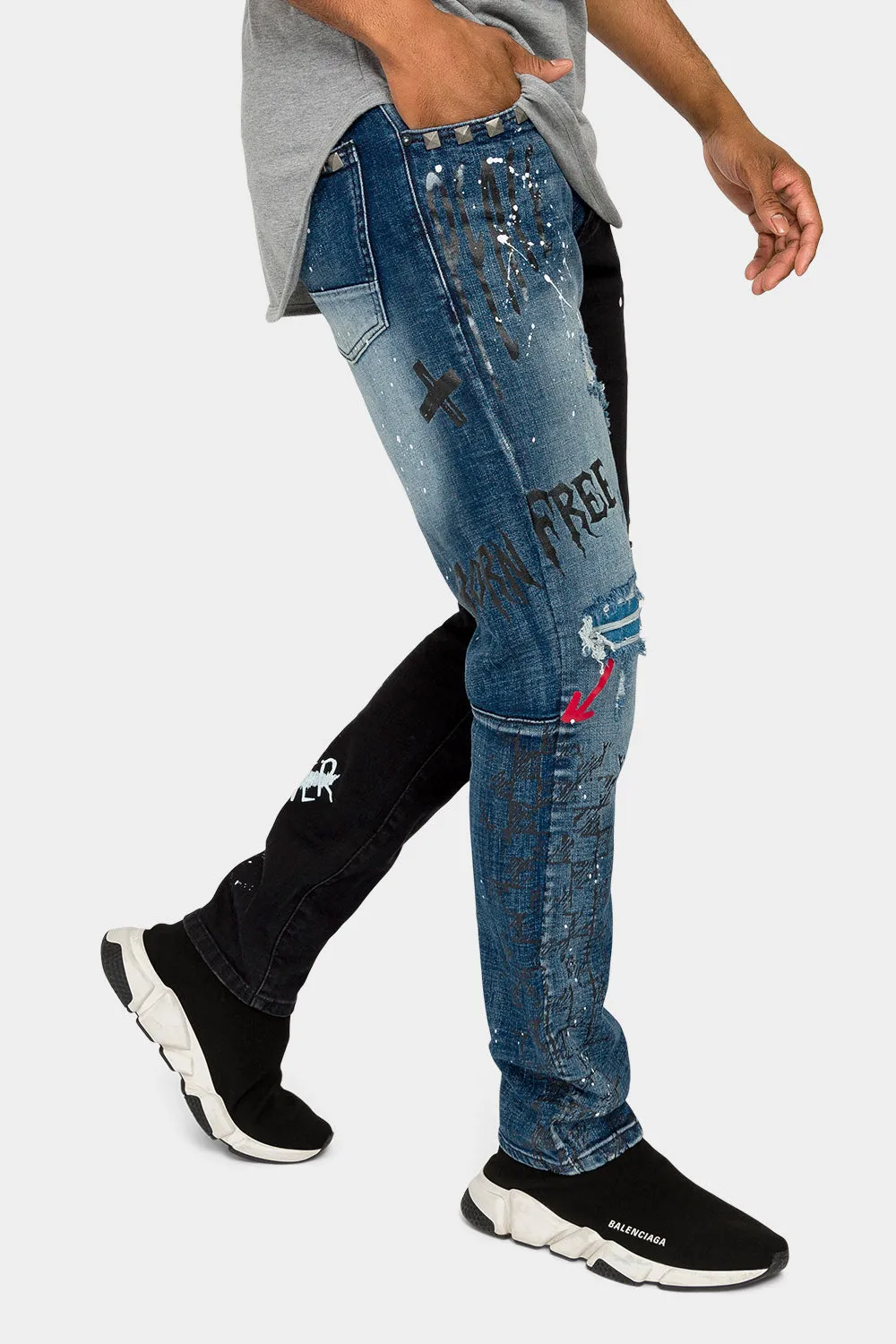 Color Block Fashion Denim Jeans