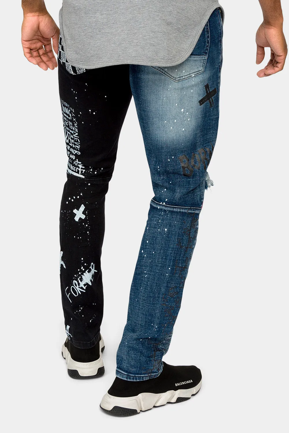 Color Block Fashion Denim Jeans