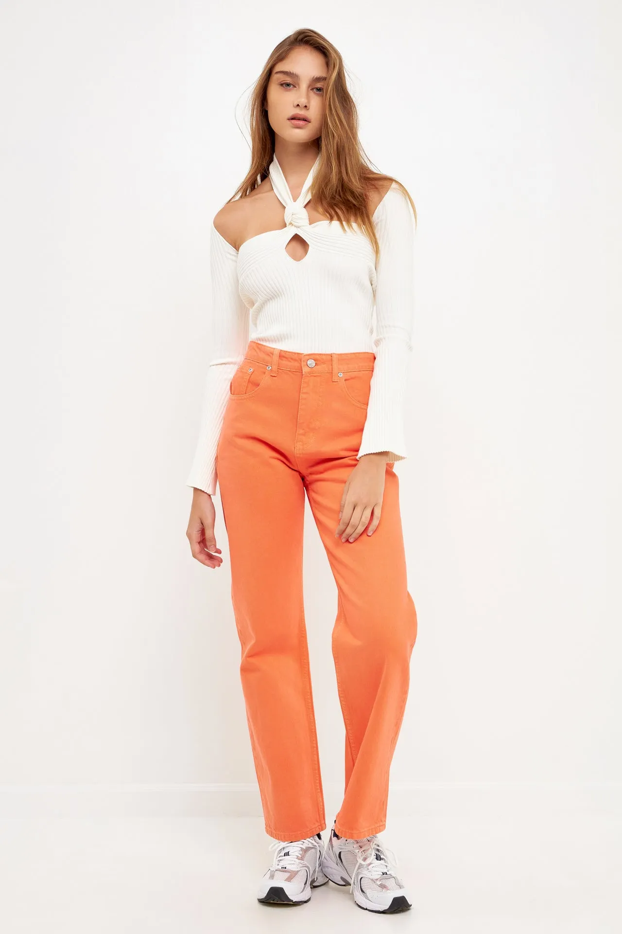 Color Full Length Wide Leg Jean