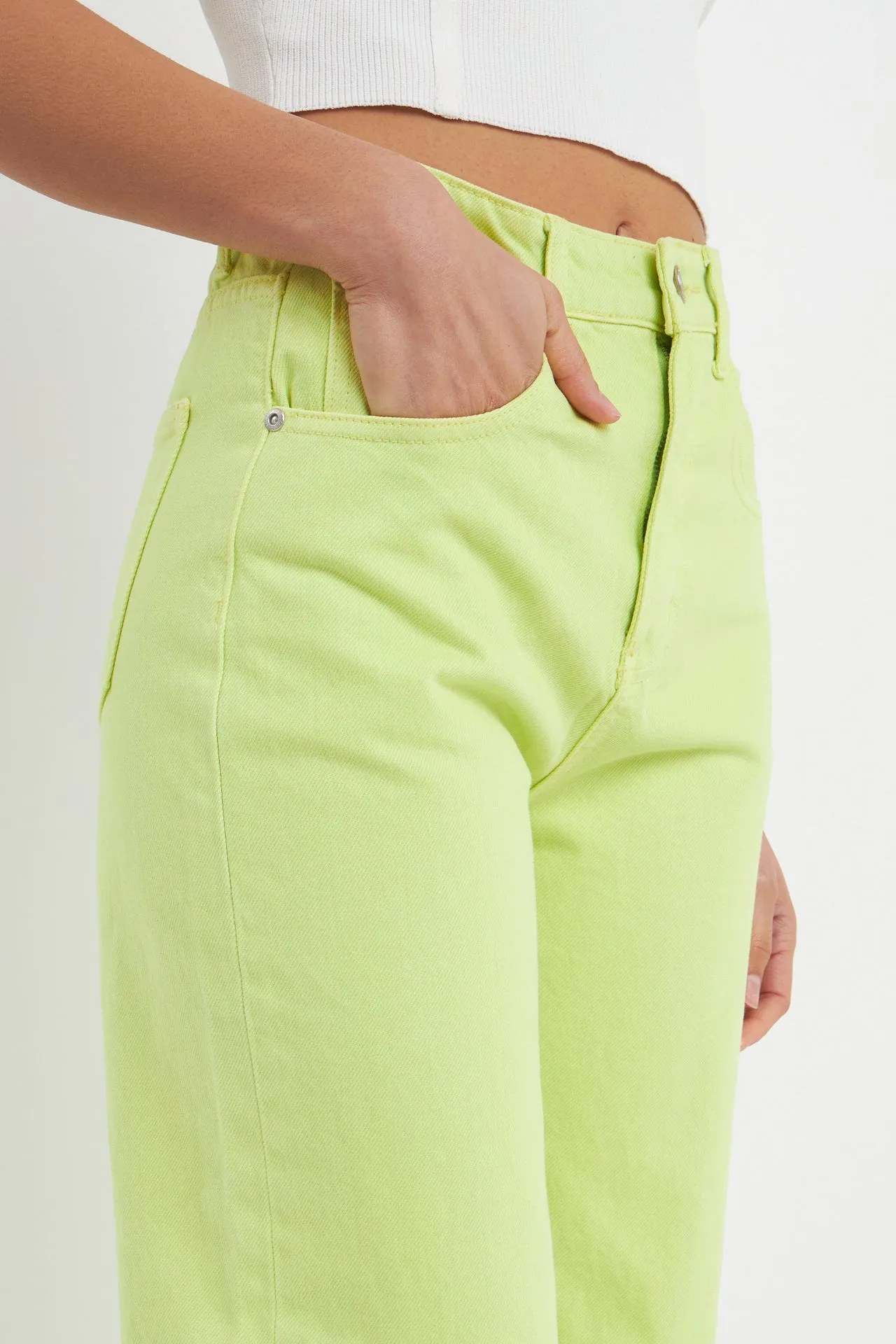 Color Full Length Wide Leg Jean