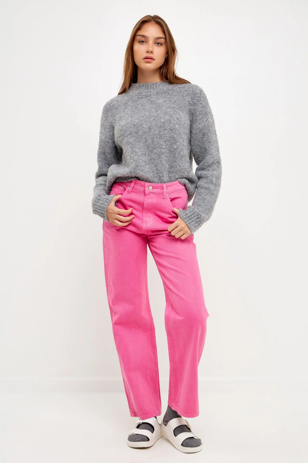 Color Full Length Wide Leg Jean