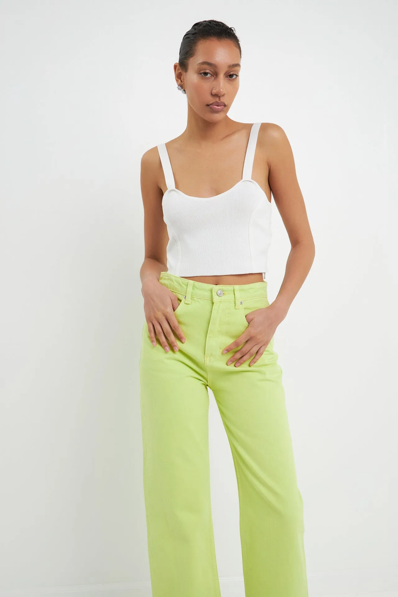 Color Full Length Wide Leg Jean