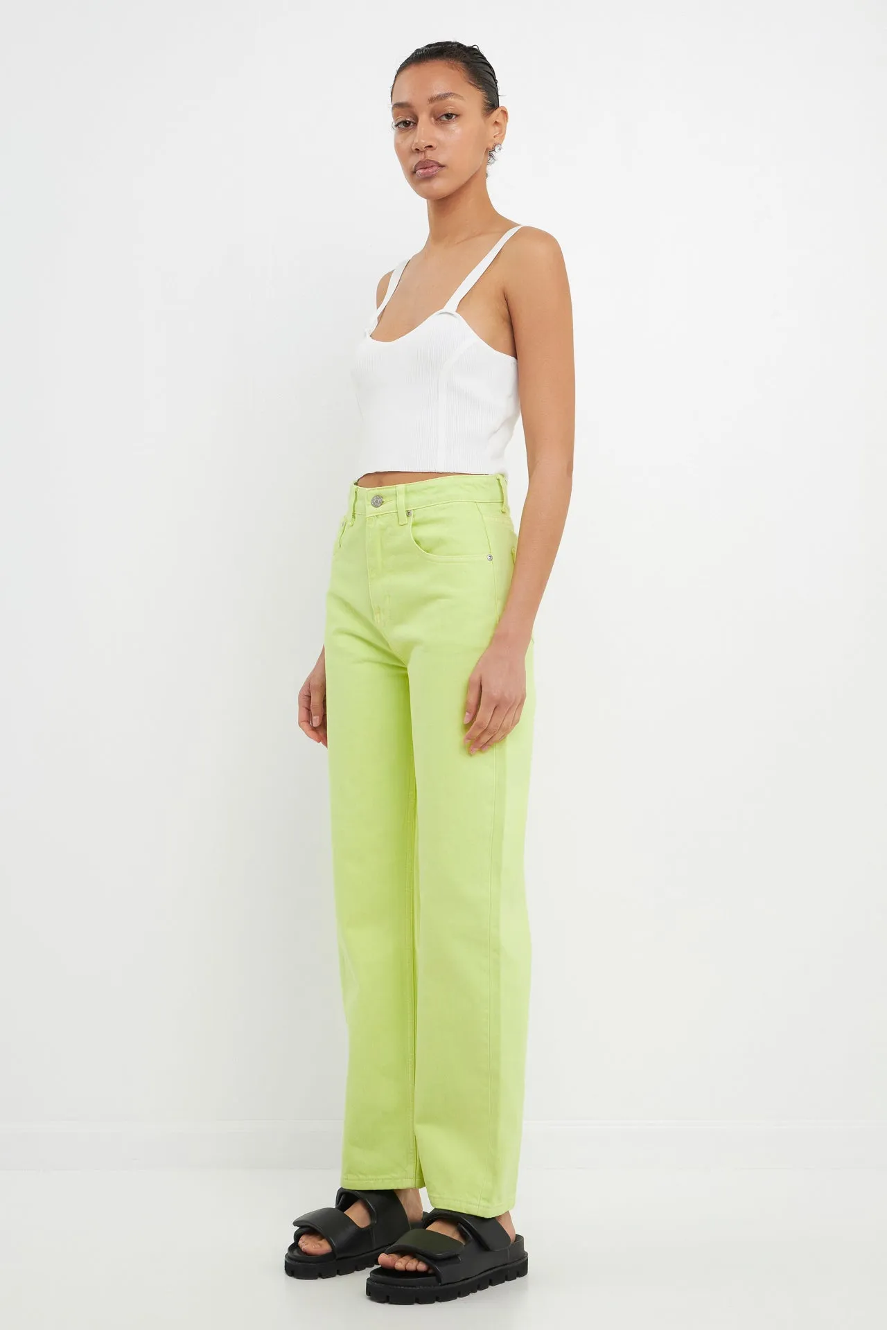 Color Full Length Wide Leg Jean