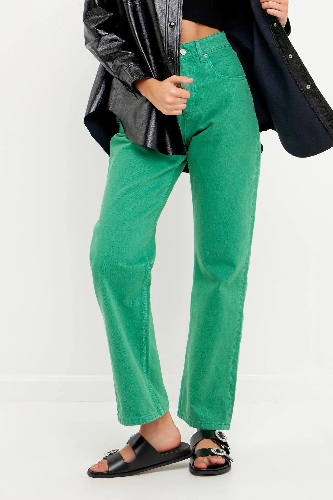 Color Full Length Wide Leg Jean