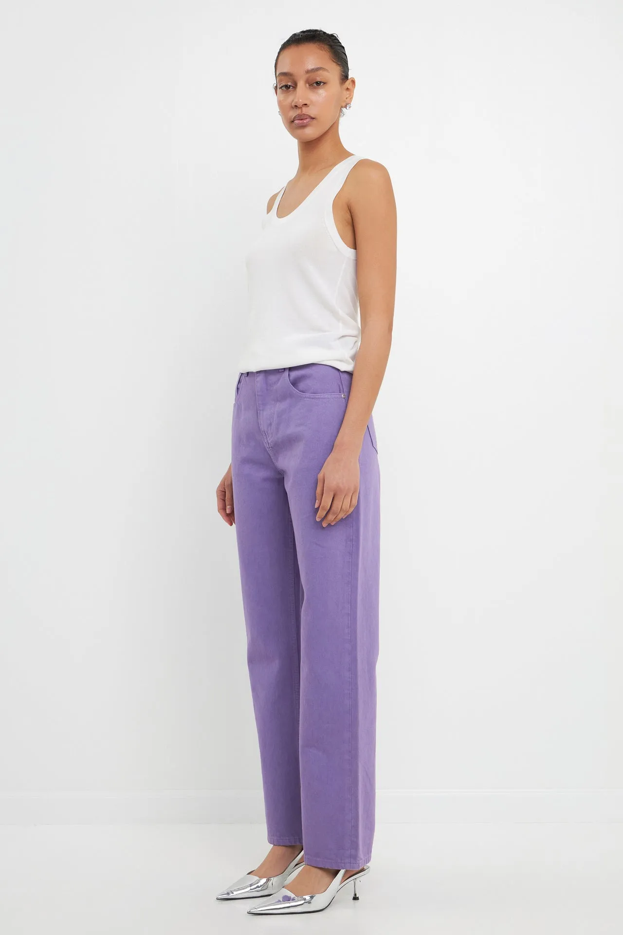 Color Full Length Wide Leg Jean