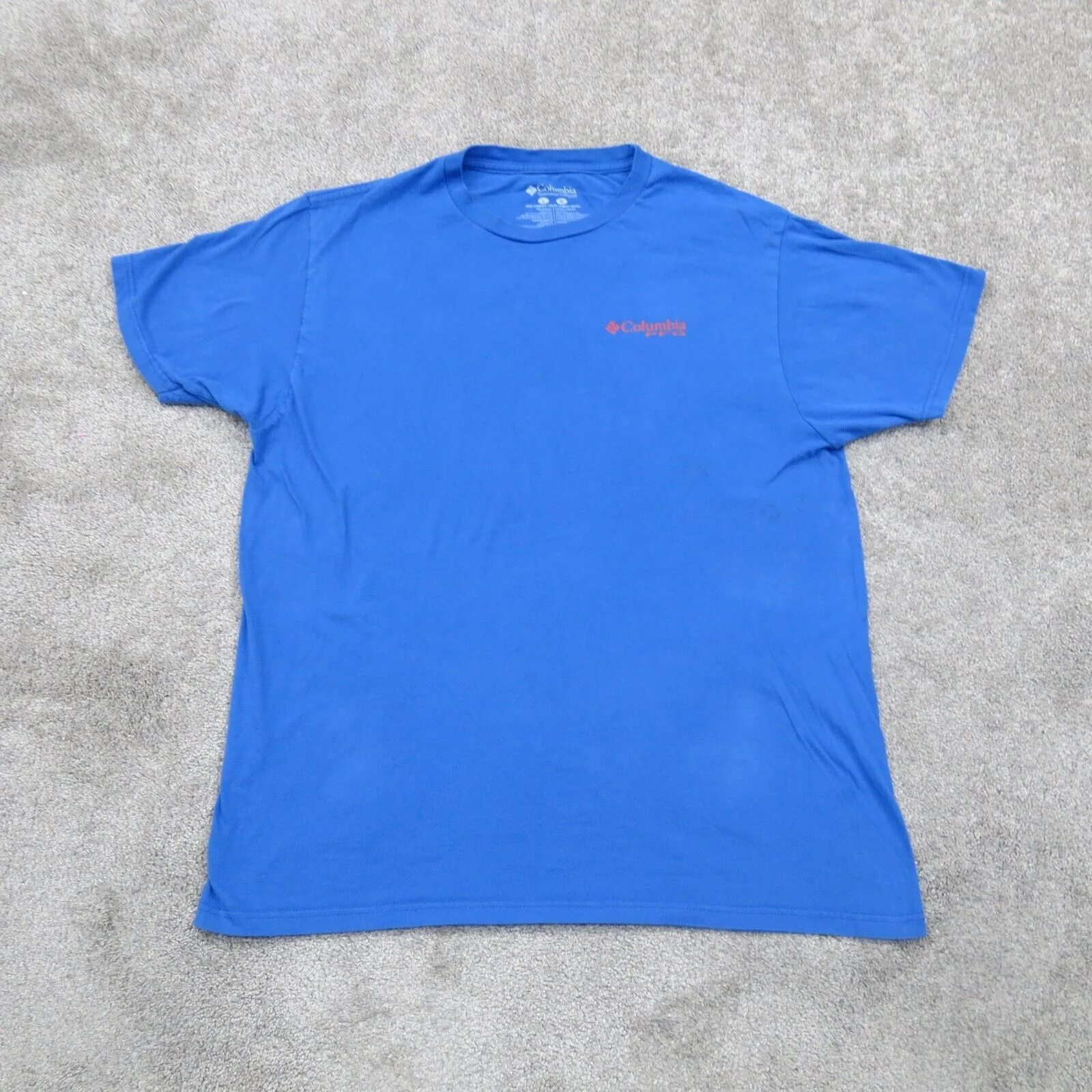 Columbia PFG Mens T Shirt Top 100% Cotton Back Graphic Tee Short Sleeve Blue L